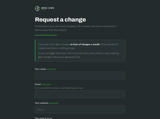 The change request form